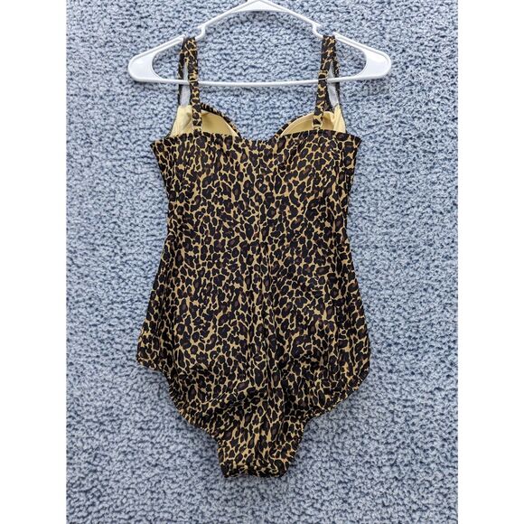 NWOT Trimshaper One Piece Swimsuit Size 10 Animal Print Leopard Cheetah Brown - Picture 2 of 10